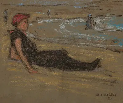 Девушка на берегу by Элмер Ливингстон Макрей, 1912 — digital art print download