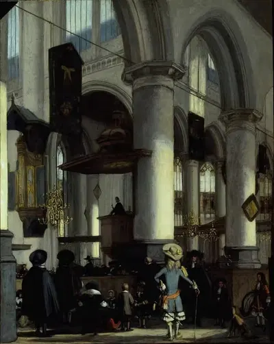 Интерьер Oude Kerk, Делфт by Эмануэль де Витте, c. 1680 — digital art print download
