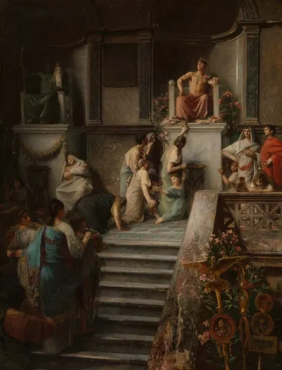 Caligula indulging in the worship of the people by Émile Lévy, 1877 — digital art print download