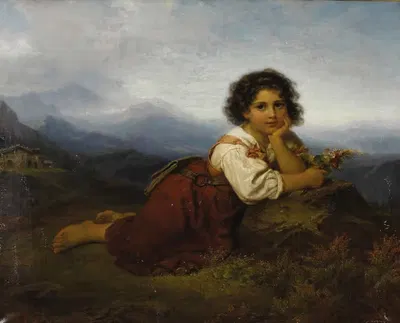 Молодая девушка с цветком by Фридрих Дюрк, 1873 — digital art print download