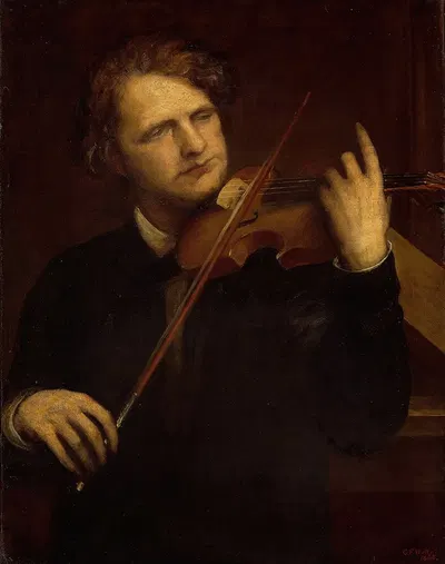 Исследование при свете лампы; господин Иоахим by Джордж Фредерик Уоттс, 1868 — digital art print download
