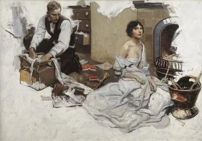 Couple at Hearth by Herbert Morton Stoops, 1924 — digital art print download