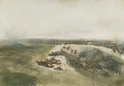 Военная атака; Эскиз для панорамы битвы при Шампиньи by Жан-Батист Эдуар Детель, 1881 — digital art print download
