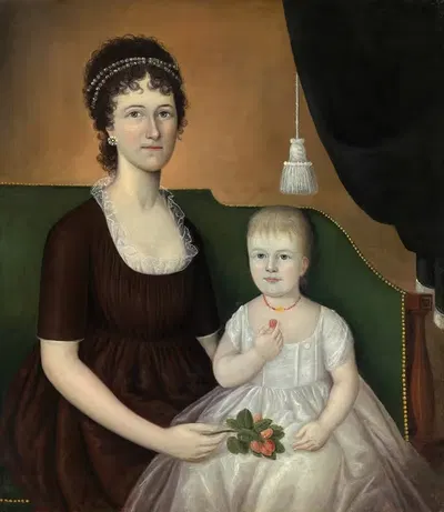 Elizabeth Grant Bankson Beatty (Mrs. James Beatty) and Her Daughter Susan by Joshua Johnson, c. 1805 — digital art print…