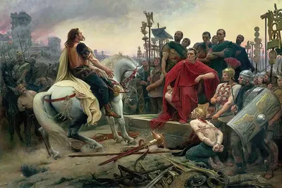 Версингеторикс бросает оружие к ногам Юлия Цезаря by Лионель Ройер — digital art print download