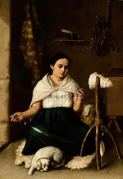 Женщина прядущая (Хиландера) by Луис Кадена, 1859 — digital art print download