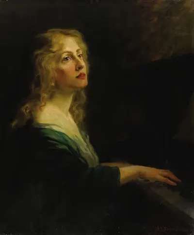 Woman at the Piano by Nicholas Richard Brewer, 1906 — digital art print download