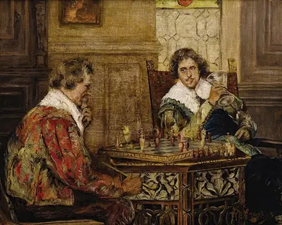 Рыцари, играющие в шахматы by П. Х. Андреис, c. 1890 — digital art print download