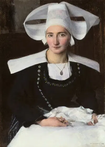 Woman from Brittany by Pascal-Adolphe-Jean Dagnan-Bouveret, 1886 — digital art print download