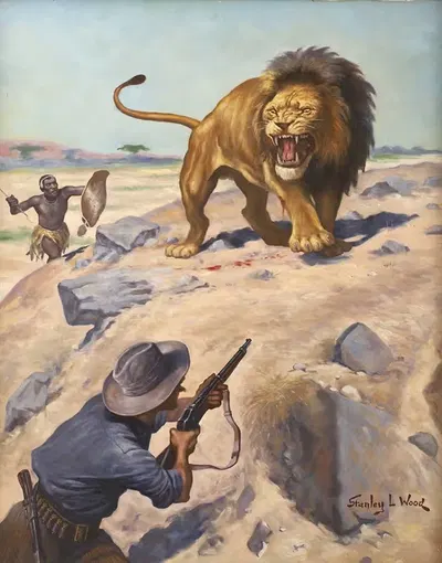 Lion Hunter by Stanley Llewellyn Wood — digital art print download