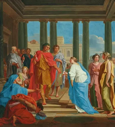 The Emperor Trajan giving an audience by Studio Of Noël Coypel — digital art print download