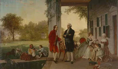 Вашингтон и Лафайет в Маунт-Верноне, 1784 (Дом Вашингтона после войны) by Томас Причард Росситер, 1859 — digital art print…