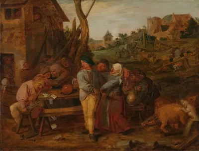 Card Fight outside a Country Tavern by Adriaen Brouwer — digital art print download