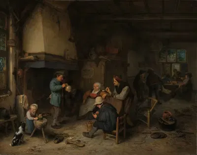 Крестьяне в интерьере by Адриан ван Остаде, 1661 — digital art print download