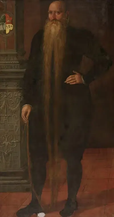 Portrait of Pieter Dircksz, called Long Beard, Council Member of the Orphan Chamber in Edam by Aert Pietersz., 1583 —…
