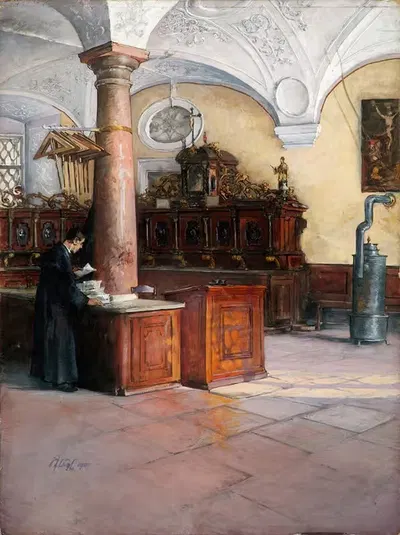 Die Sakristei der Universitätskirche in Wien by Alfred Edler von Pflügl, 1901 — digital art print download
