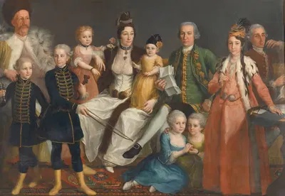 Дэвид Джордж ван Леннеп (1712-97), старший купец голландской фабрики в Смирне, и его жена и дети by Антуан де Фавре, 1769 -…