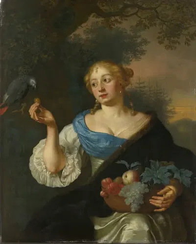 Молодая женщина с попугаем by Ари де Войс, 1660 - 1680 — digital art print download