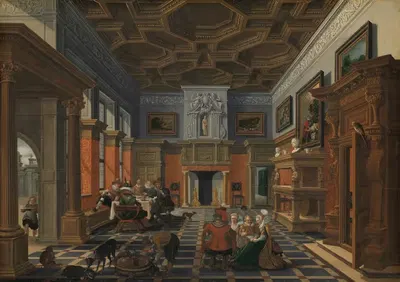 Интерьер с компанией by Бартоломеус ван Бассен, 1622 - 1624 — digital art print download