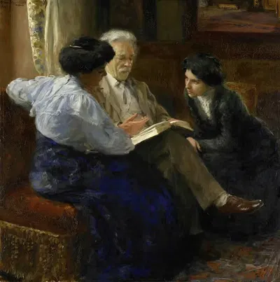 Альфонс Мари Антуан Жозеф Грандмон (1837-1909), второй муж художника, обучающий двух итальянских девушек by Брамине…