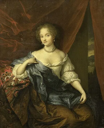 Портрет женщины, возможно, члена семьи ван Ситтерс by Каспар Нетшер, 1674 — digital art print download