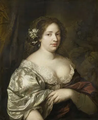 Портрет Маргареты Годен (ум. 1694), жены художника by Каспар Нетшер, 1660 - 1684 — digital art print download