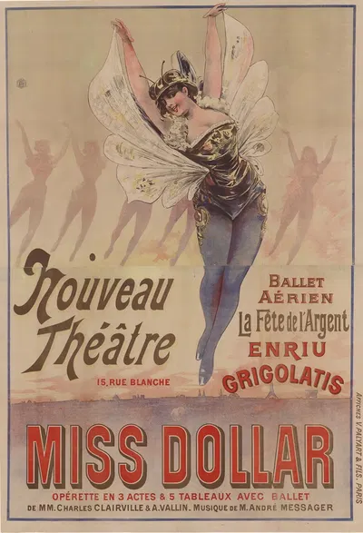 Nouveau théâtre, 15 rue blanche [Paris]. Ballet aérien… Miss Dollar, by Affiches V. Palyart & Fils, 1894 — digital art…
