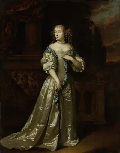 Portrait of Philippina Staunton, Wife of Roelof van Arkel (1632-1709), lord of Broeckhuijsen by Caspar Netscher, 1632-1709…
