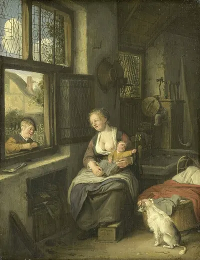 Мать с детьми by Корнелис Дюсарт, 1690 — digital art print download