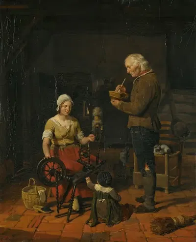 Крестьяне в своем коттедже by Корнелис Крусеман, 1817 — digital art print download
