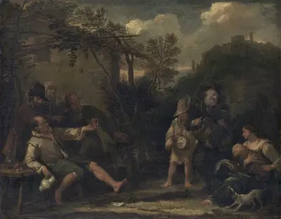 Веселая компания by Дирк Хелмбрейкер, 1675 - 1702 — digital art print download