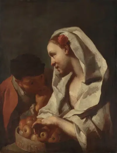 Девушка, продающая фрукты by Доменико Маджиотто, 1745 - 1770 — digital art print download