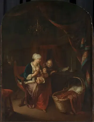 Мать, кормящая своего ребенка by Доменик ван Тол, 1660 - 1676 — digital art print download