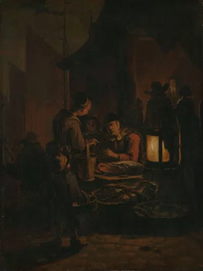 Fish market at night by Egbert van der Poel, 1640 - 1664 — digital art print download