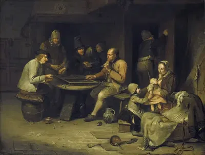Таверна с игроками в нарды by Эгберт Ван Хемскерck, 1669 — digital art print download