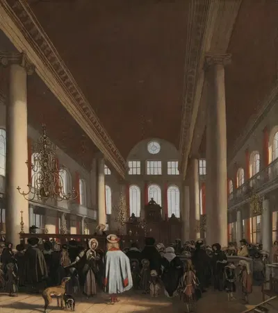 Интерьер португальской синагоги в Амстердаме by Эмануэль де Витте, 1680 — digital art print download