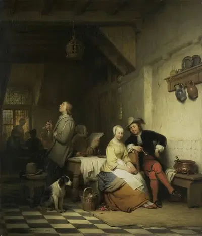 Интерьер гостиницы с фигурами в костюмах XVII века by Фердинанд де Бракелер, 1848 — digital art print download