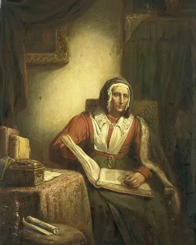 Старая женщина читает by Георг Гиллис ван Хаанен, 1834 — digital art print download