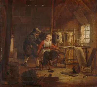 Флирт в коровнике by Говерт Дирксз Камфуизен, 1645 - 1672 — digital art print download