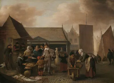 Рыбный рынок by Хендрик Мартенсз. Сорга, 1650 - 1670 — digital art print download