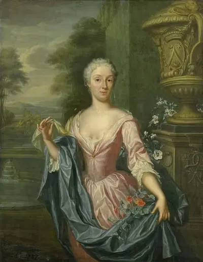 Портрет Клодин ван Ройен (родилась 1712), жены Питера Тединга ван Берхаута by Иеронимус ван дер Мий, 1757 — digital art…