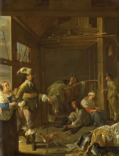 Солдаты в конюшне by Якоб Дак, c. 1655 — digital art print download