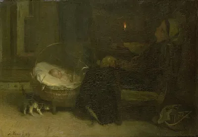 Tired Out (Mother Watched) by Jacob Maris, 1869 — digital art print download