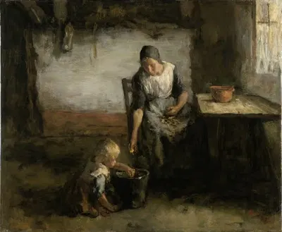Женщина, чистящая картошку by Якоб Симон Хендрик Кевер, 1880 - 1922 — digital art print download