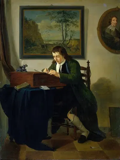 Мужчина, пишущий за своим столом by Ян Экелс Младший, 1784 — digital art print download