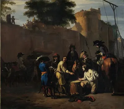 Casting the Dice for Life or Death by Jan van Huchtenburg, 1680 - 1720 — digital art print download