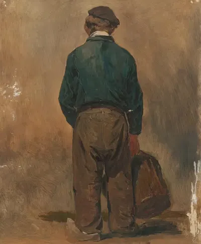 Visser met een mand, van achteren gezien by Jan Weissenbruch — digital art print download