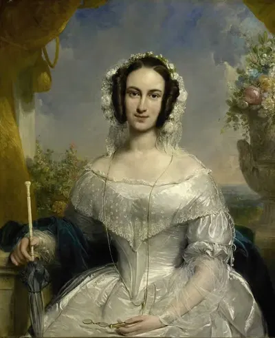 Агата Петронелла Хартсен (1814-78). В свадебном туалете по случаю её свадьбы с Яном ван дер Хоопом 17 марта 1841 года by Ян…
