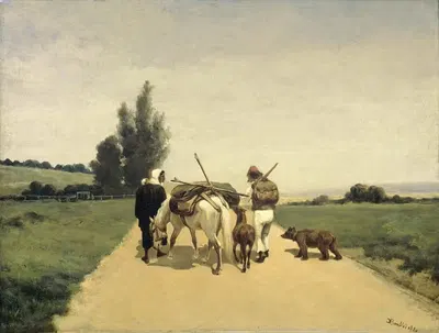 Семья, идущая по сельской дороге by Карел Фредерик Бомблед, 1881 — digital art print download
