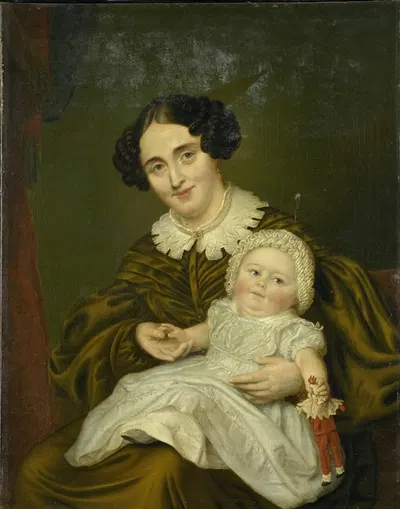 Mrs. Carp and her young Son by Louis Moritz, 1830 - 1850 — digital art print download